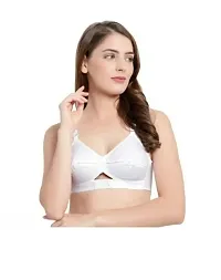 Women non padded round stich whiavte  pure cotton  3 pcs bra-thumb2