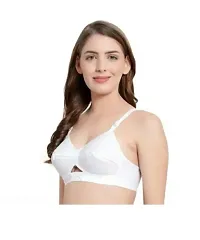 Women non padded round stich whiavte  pure cotton  3 pcs bra-thumb1