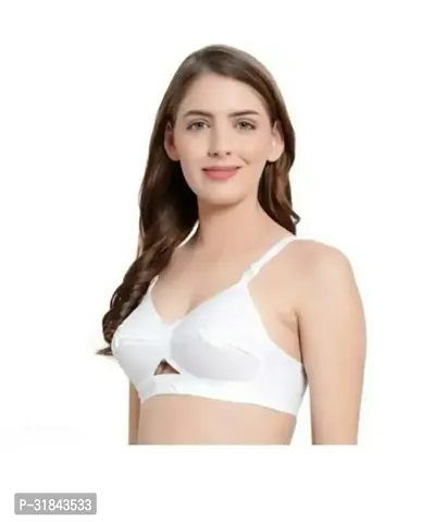 Women non padded round stich whiavte  pure cotton  3 pcs bra-thumb2