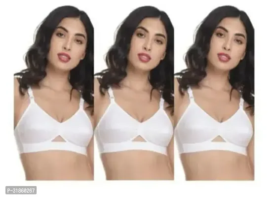 Stylish Cotton Solid Bra for Women, Combo-thumb0