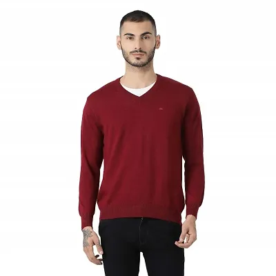 ZAKOD Men's Plain V-Neck 100% Wool Winter wear Full Sleeve Sweater for Men/All Colours & Sizes Available M=38,L=40 XL=42