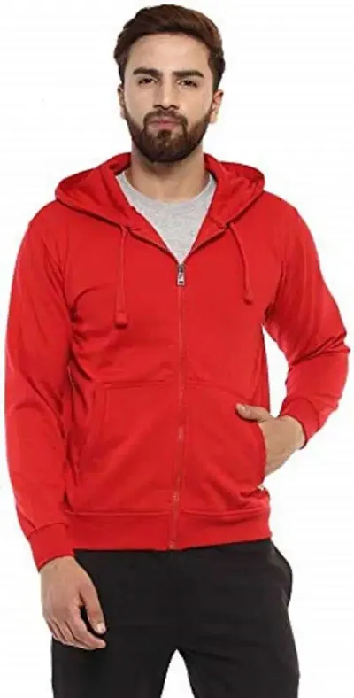 Men's Regular Fit Full Long/Sleeve Hooded Neck with Zipper Fleece Winter Wear Sweatshirt Multicolor Available Size: M-38,L-40,XL-42