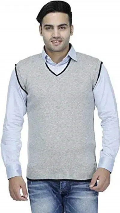 CYCUTA Men's Regular fit Wool Winter wear Sleeveless v-Neck Sweater Attractive color's Available Size:-M-38,L-40,XL-42