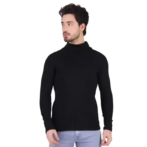 DENIMHOLIC Men's Knitted Slim Fit Winter Wear High Neck Cotton Sweater