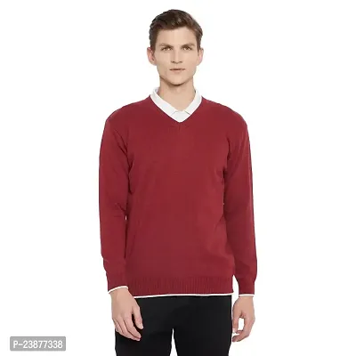 Men's Regular Fit Full Sleeve maron sweater for men-thumb0