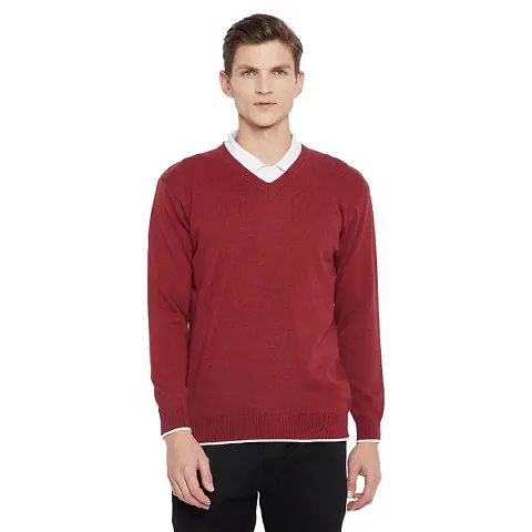 Solid V Neck Casual Sweater For Men