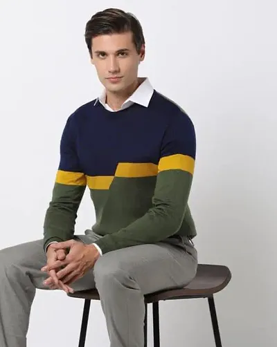 Stylish Regular Fit Full Sleeve Winter Wear Round Neck Sweater For Men