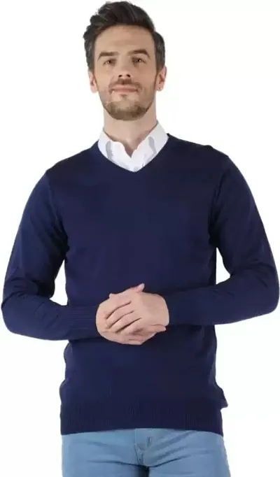 Stylish And Comfortable Solid V Neck Casual Sweater For Men