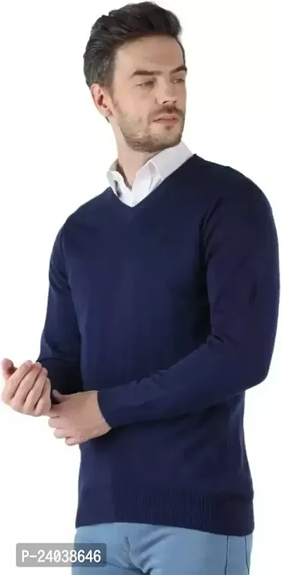Men's Regular Fit Full Sleeve V-neck Sweater For Men-thumb2