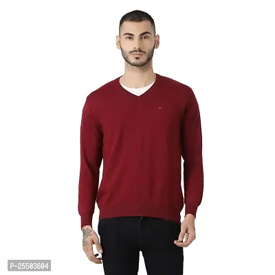 Men's Regular Fit Full Sleeve Maron Sweater For Men-thumb0