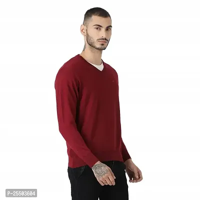Men's Regular Fit Full Sleeve Maron Sweater For Men-thumb2