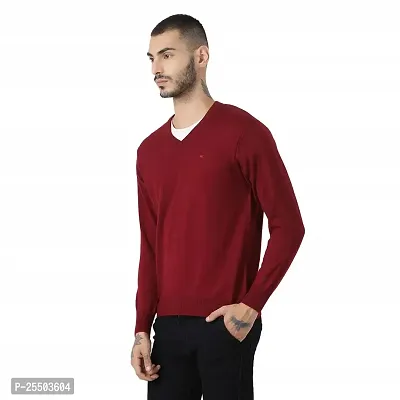 Men's Regular Fit Full Sleeve Maron Sweater For Men-thumb3
