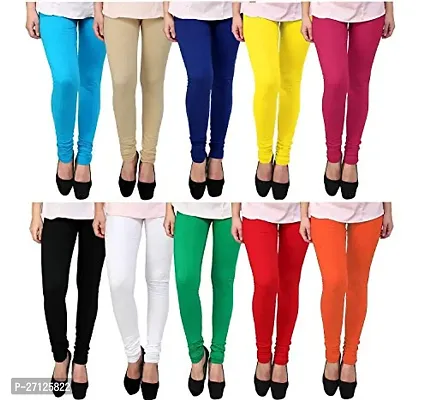 Classic Cotton Solid Leggings for Women, Pack of 10