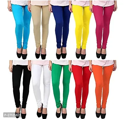 Classic Cotton Solid Leggings for Women, Pack of 10-thumb0