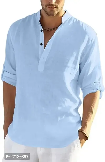 Mens Regular Fit Full Sleeve Cotton Short Kurta-thumb0