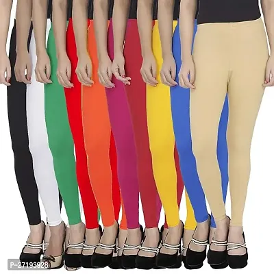 Classic Cotton Solid Leggings for Women, Pack of 10