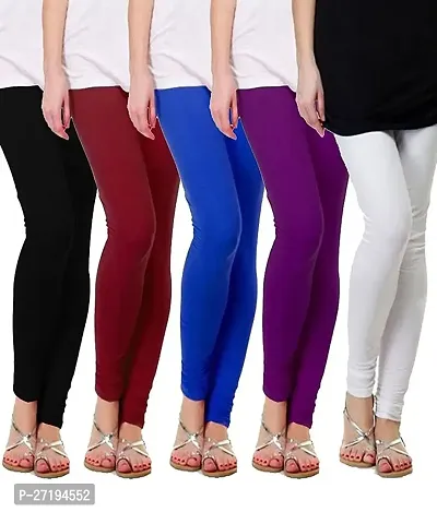 Classic Cotton Solid Leggings for Women, Pack of 5