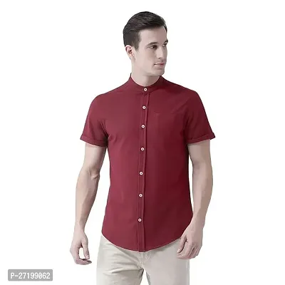 Mens Regular Fit Full Sleeve Cotton Summer Wear Ban Collared Shirt-thumb0