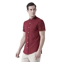 Mens Regular Fit Full Sleeve Cotton Summer Wear Ban Collared Shirt-thumb1