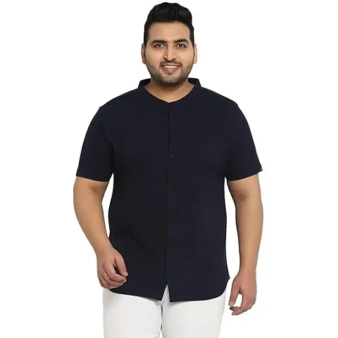 Mens Regular Fit Half Sleeve Summer Wear Ban Collared Shirt