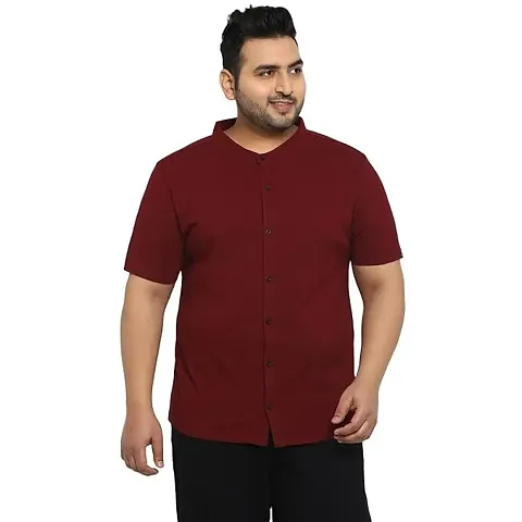 Mens Regular Fit Half Sleeve Summer Wear Ban Collared Shirt