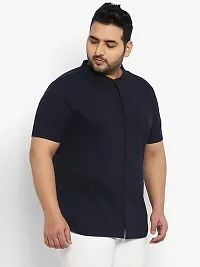 Mens Regular Fit Half Sleeve Cotton Summer Wear Ban Collared Shirt-thumb1