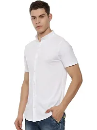 Mens Regular Fit Half Sleeve Cotton Summer Wear Ban Collared Shirt-thumb1