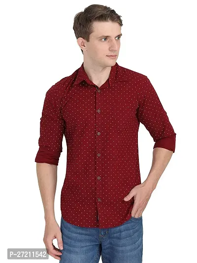 Men's Regular Fit Casual Wear Full Sleeve Cotton Summer Wear Dot Printed Shirt-thumb0