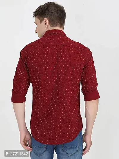 Men's Regular Fit Casual Wear Full Sleeve Cotton Summer Wear Dot Printed Shirt-thumb3