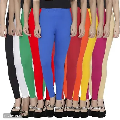 Classic Cotton Blend Solid Leggings for Women, Pack of 10