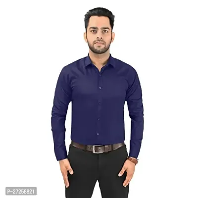 Mens Regular Fit Full Sleeve Cotton Cutway Collar Summer Wear Shirt-thumb0