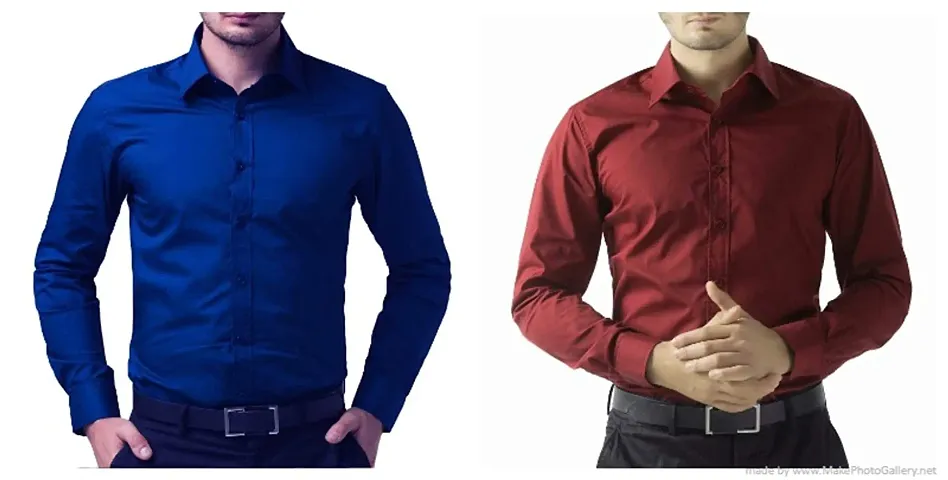 Solid Regular Fit Formal Shirt Pack Of 2