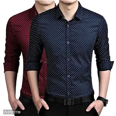 Classic Cotton Polka Dotted Casual Shirt for Men, Pack of 2-thumb0