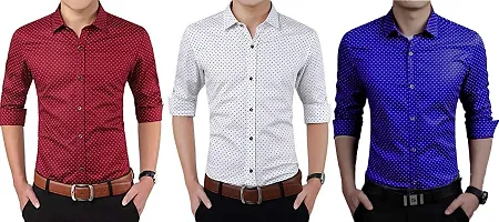 Classic Polka Dotted Casual Shirt for Men, Pck of 3