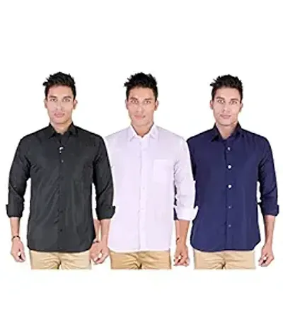 Classic Solid Formal Shirts for Men, Pack of 3