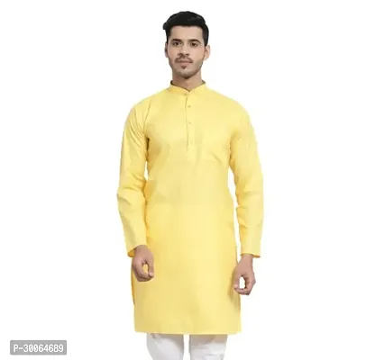 Men's Regular Fit Full Sleeve Cotton Long  kurta for men-thumb0