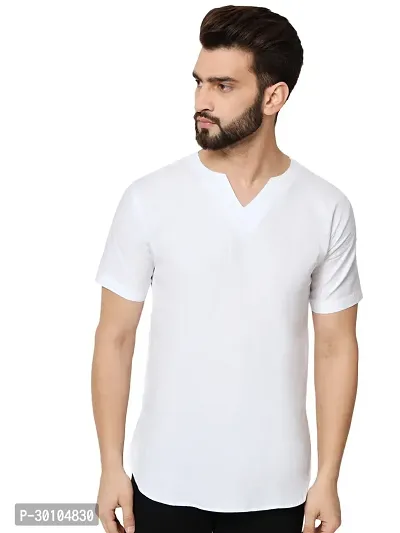 Regular Fit V-Neck Half Sleeve Kurta For Men