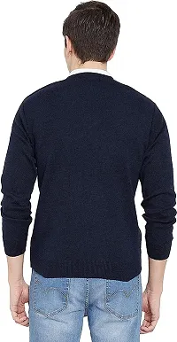 Stylish Regular Fit Full Sleeve Winter Wear Wool V-Neck Navy Sweater-thumb1