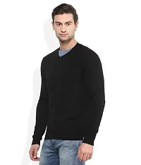 Stylish Regular Fit Full Sleeve Winter Wear V-Neck Plain Wool Sweater-thumb2