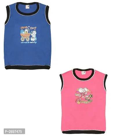 Combo of 2  Multicoloured Cotton Sleeveless T-Shirt for Boy's