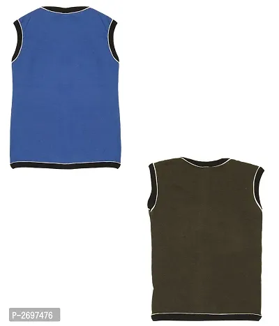 Combo of 2  Multicoloured Cotton Sleeveless T-Shirt for Boy's-thumb2