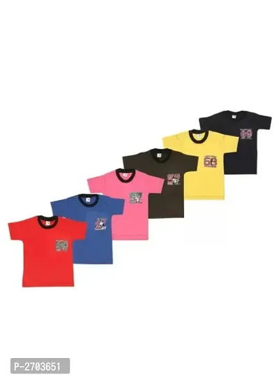Combo of 6 Multicoloured Cotton Round Neck T-shirt For Boys-thumb0