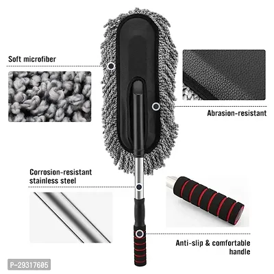 DM Enterprises - Microfiber Car Duster with Extendable Long Handle, Car Brush Duster for Car Dusting ndash; Grey (Pack of 1)-thumb2