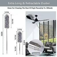 DM Enterprises - Microfiber Bendable  Extendable Cleaning Duster With 100 inches Expandable Pole Handle Washable Duster (Grey)-thumb1