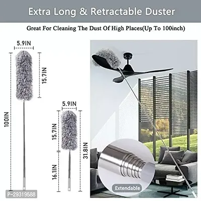 DM Enterprises - Microfiber Bendable  Extendable Cleaning Duster With 100 inches Expandable Pole Handle Washable Duster (Grey)-thumb2