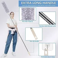 DM Enterprises - Microfiber Bendable  Extendable Cleaning Duster With 100 inches Expandable Pole Handle Washable Duster (Grey)-thumb3