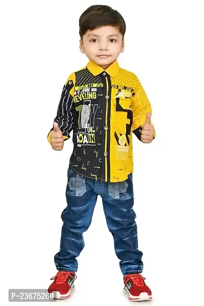 Stylish Fancy Rayon Shirts With Bottom Wear Set For Boys-thumb0