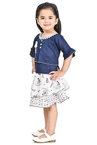 RAHAT GARMENTS Girls Apparels Combo Set Baby Girls Skirt and Top Set Fancy Printed 2 Piece Dress (L=62) (12-18 Months, Blue)-thumb1