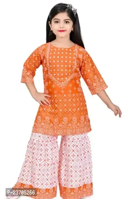 Fabulous Multicoloured Rayon Self Pattern Top With Bottom Set For Girls