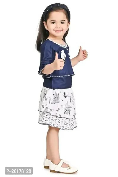 RAHAT GARMENTS Girls Apparels Combo Set Baby Girls Skirt and Top Set Fancy Printed 2 Piece Dress (L=62) (12-18 Months, Blue)-thumb3